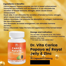 Load image into Gallery viewer, Dr. Vita Carica Papaya (with Royal Jelly & Zinc) 500mg x 30 capsules