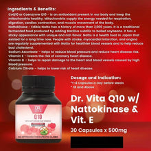 Load image into Gallery viewer, Dr. Vita Q10 (with Nattokinase &amp; Vitamin E)500mg x 30 Capsules
