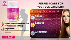 Dr. Vita Biotin with Iron and Folic Acid (For Women) 500mg x 30 Capsules